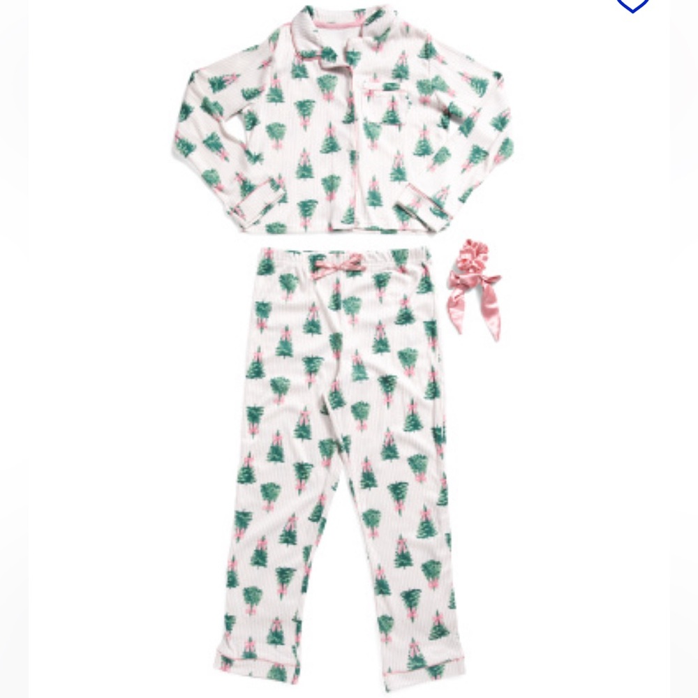 Tahari Christmas Tree Bow Pointelle Mama & Me Kids Toddler Pajama Set NWT Viral - Picture 3 of 9